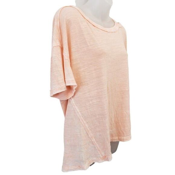 Free People Burnout Cold Shoulder Top Women's Pale Pink Distressed Faded NEW - Picture 2 of 12